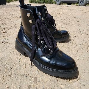 All Saints black leather boots size 38